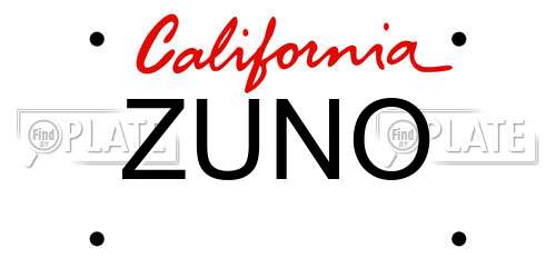 ZUNO California License Plate