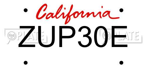 ZUP30E California License Plate