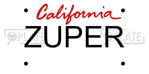 ZUPER California License Plate