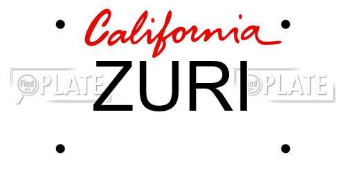 ZURI California License Plate