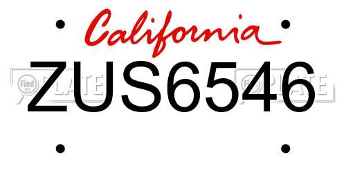 ZUS6546 California License Plate
