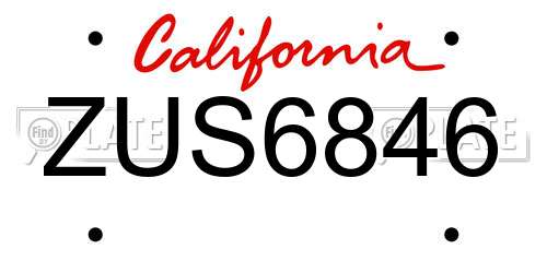 ZUS6846 California License Plate