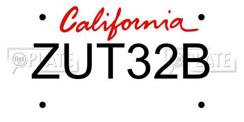 ZUT32B California License Plate