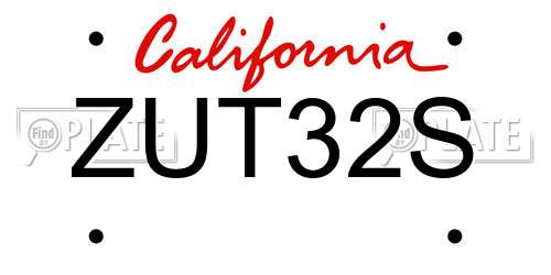 ZUT32S California License Plate
