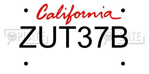 ZUT37B California License Plate