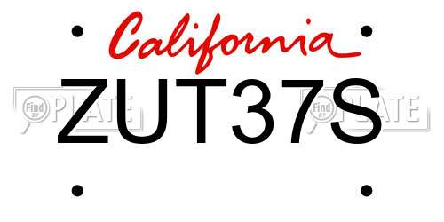 ZUT37S California License Plate