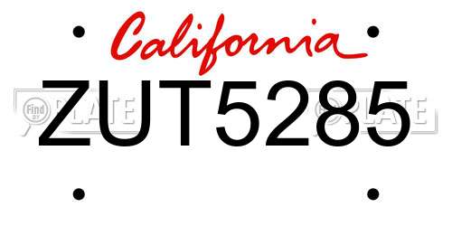 ZUT5285 California License Plate