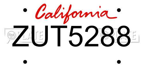 ZUT5288 California License Plate