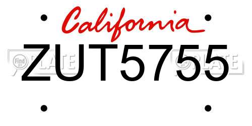 ZUT5755 California License Plate