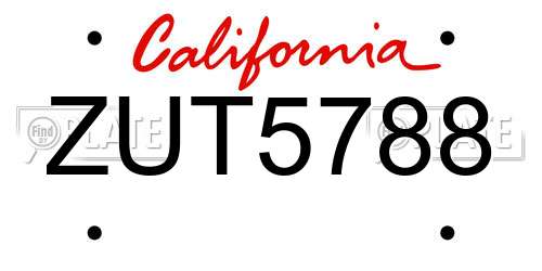 ZUT5788 California License Plate