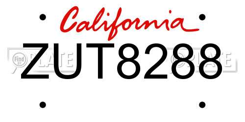 ZUT8288 California License Plate