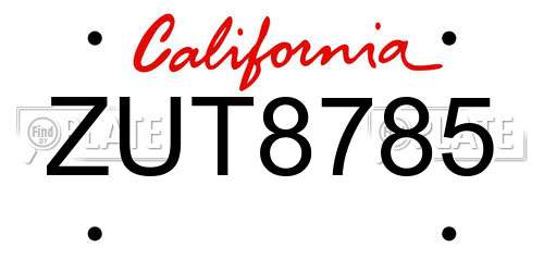 ZUT8785 California License Plate