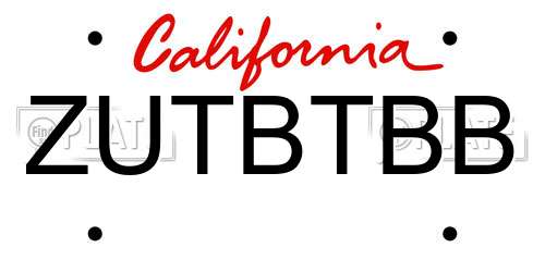 ZUTBTBB California License Plate