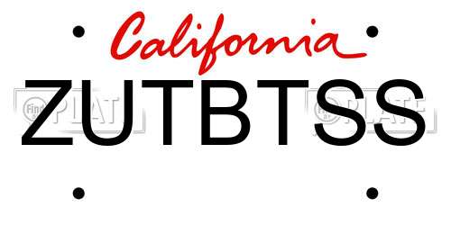 ZUTBTSS California License Plate