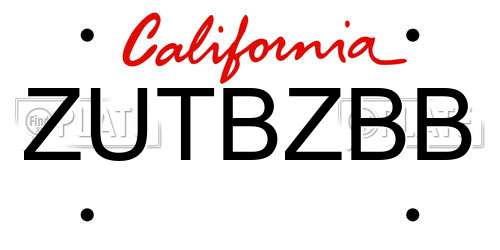 ZUTBZBB California License Plate