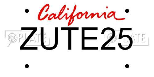 ZUTE25 California License Plate