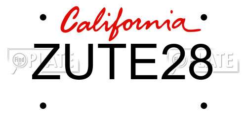 ZUTE28 California License Plate
