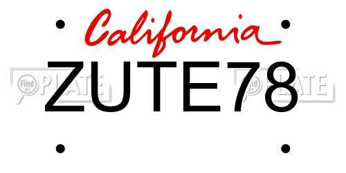 ZUTE78 California License Plate