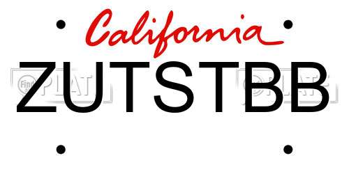 ZUTSTBB California License Plate
