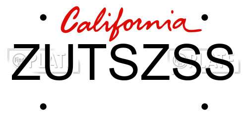 ZUTSZSS California License Plate