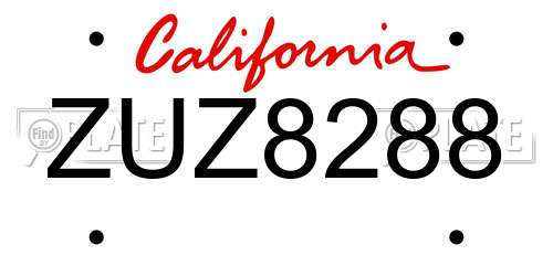 ZUZ8288 California License Plate