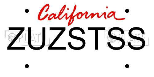 ZUZSTSS California License Plate