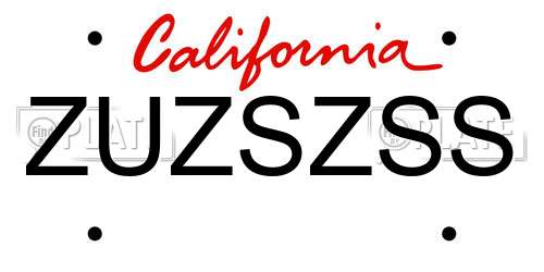ZUZSZSS California License Plate