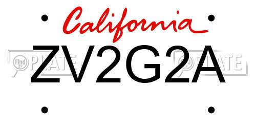 ZV2G2A California License Plate
