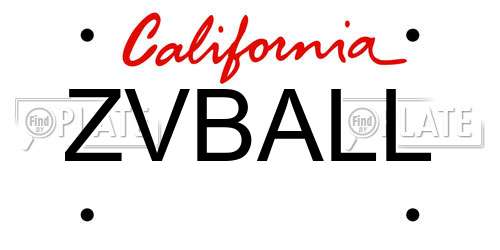 ZVBALL California License Plate