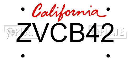 ZVCB42 California License Plate