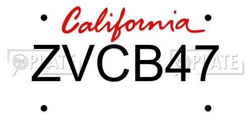 ZVCB47 California License Plate