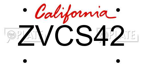 ZVCS42 California License Plate