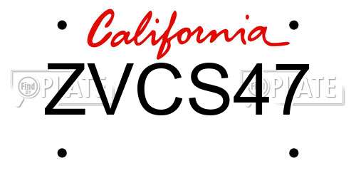 ZVCS47 California License Plate