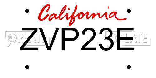 ZVP23E California License Plate