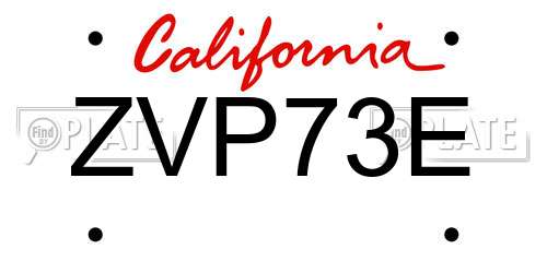 ZVP73E California License Plate