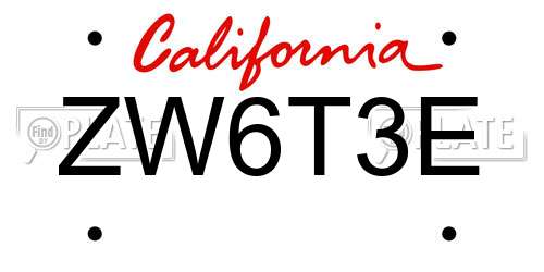 ZW6T3E California License Plate