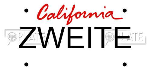 ZWEITE California License Plate