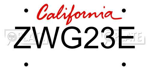 ZWG23E California License Plate