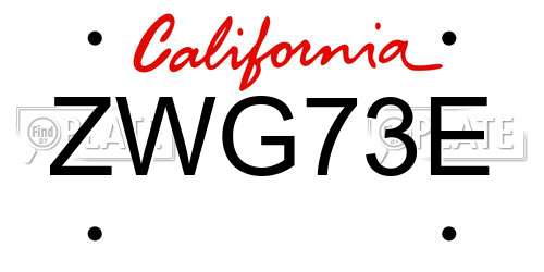 ZWG73E California License Plate