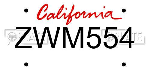 ZWM554 California License Plate