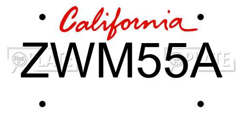 ZWM55A California License Plate