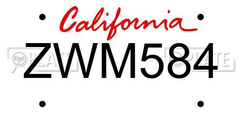 ZWM584 California License Plate