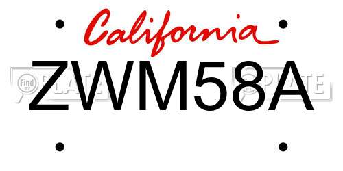 ZWM58A California License Plate