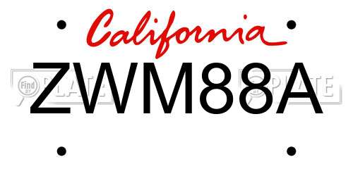 ZWM88A California License Plate