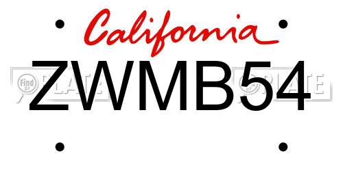 ZWMB54 California License Plate