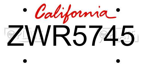 ZWR5745 California License Plate