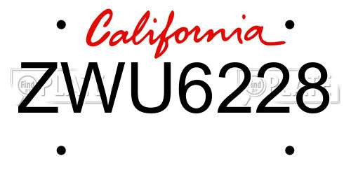 ZWU6228 California License Plate
