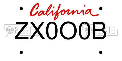 ZX0O0B California License Plate