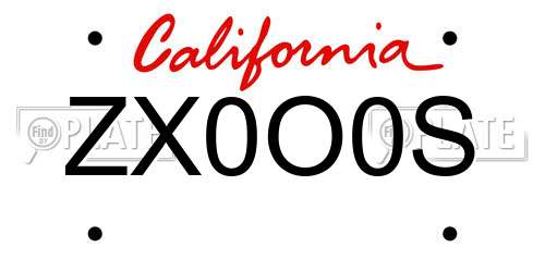 ZX0O0S California License Plate