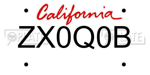 ZX0Q0B California License Plate